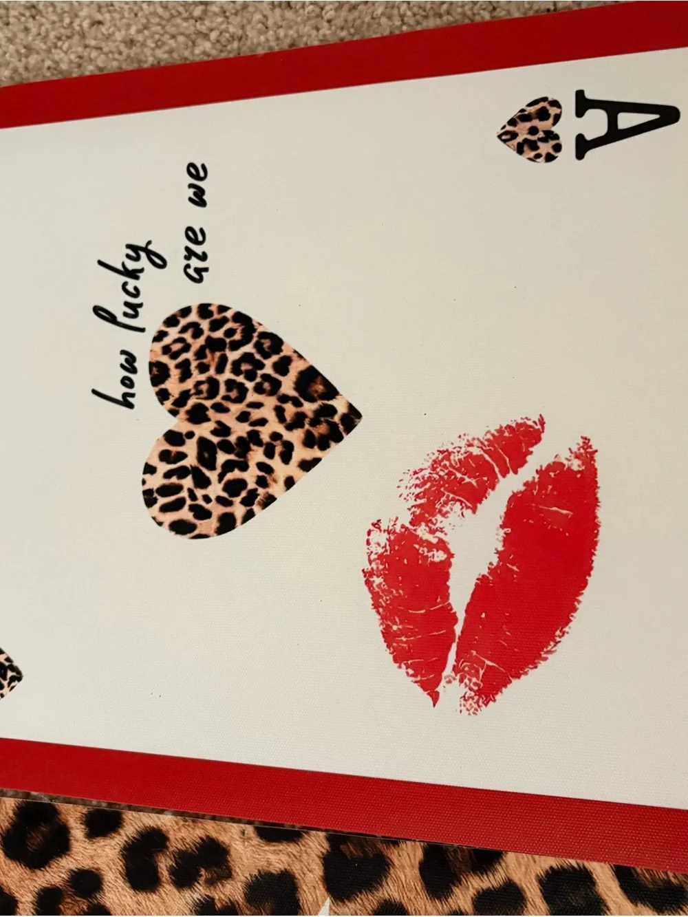 Red Leopard & Lip Art Wall Decor Set - Unbranded